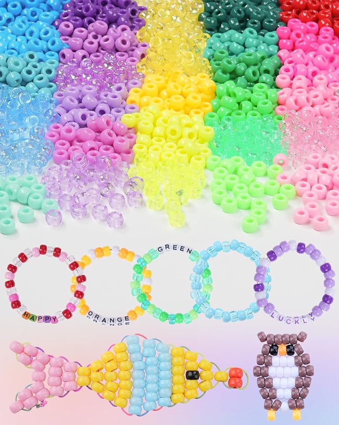 BestNow Bracelet Making Kit with Pony Beads, 48 Colors Kandi Beads 4000PCS, Letter Beads Jewelry Supplies for DIY Friendship Bracelets & Necklaces, Arts and Crafts Gift for Kids, Teens & Adults
