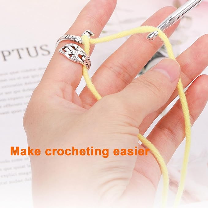 Crochet Ring, Adjustable Crochet Accessories Crochet Stuff Crochet Ring for Finger Yarn Guide Knitting Accessories Crochet Tension Rings for Crocheting,Crochet Tools for Mother Grandma Gifts- Multicolor 7 Pack