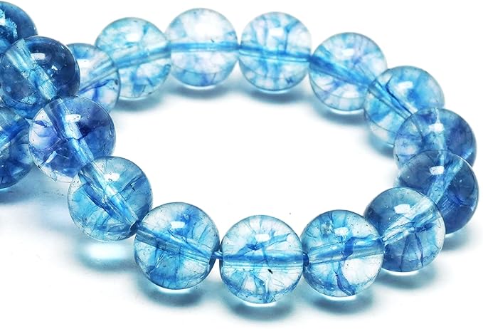 Crystal Round Beads for Jewelry Making - 10mm Glass Craft Beads for Bracelets(35-38pcs, Blue Crystal)