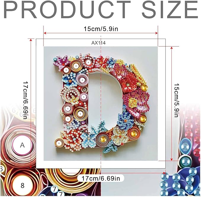 MVVMTOP Diamond Painting Kit, 5D DIY Letter D, Special Shape Crystal Artificial Diamond Art Partial Mosaic Handicraft for Beginners, Wall Decor Gift for Bedroom, Office, Living Room 6.7x6.7in