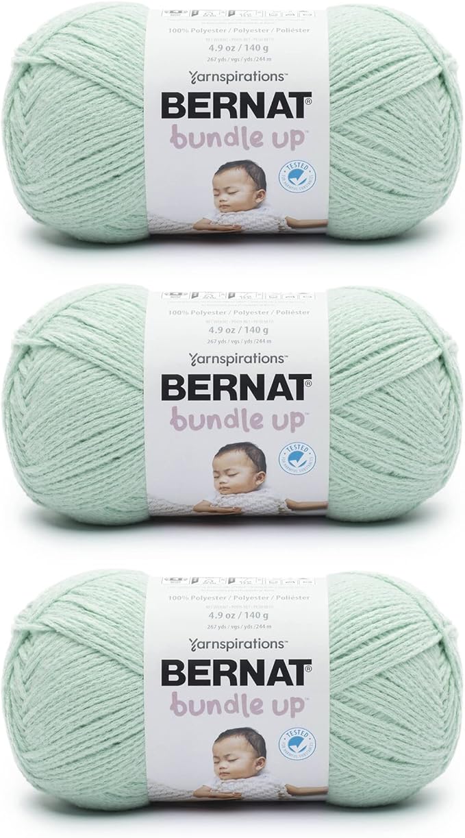 Bernat Bundle Up Green Mist Yarn - 3 Pack of 141g/5oz - Polyester - 4 Medium (Worsted) - 267 Yards - Knitting, Crocheting & Crafts
