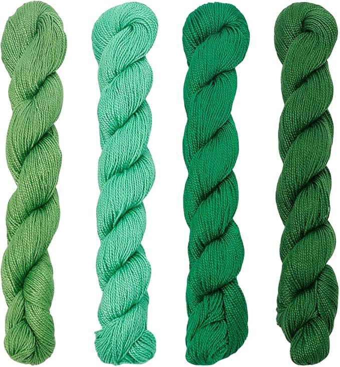 FREEBLOSS 4 Pcs Sashiko Thread Sashiko Skein 100 M*4 Colors(Green) Cotton Embroidery Thread Japanese Quilting & Embroidery Sashiko Kit Supplies Sewing Thread