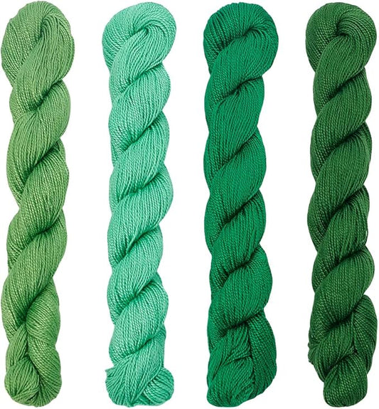 FREEBLOSS 4 Pcs Sashiko Thread Sashiko Skein 100 M*4 Colors(Green) Cotton Embroidery Thread Japanese Quilting & Embroidery Sashiko Kit Supplies Sewing Thread
