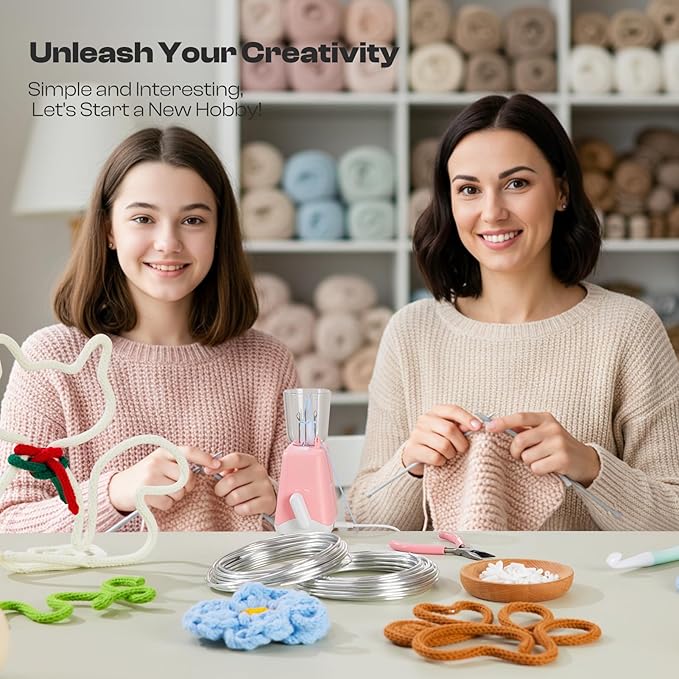 Caydo iCord Maker Kit for Beginners, 92pcs i-Cord Knitting Set for DIY Handicrafts Making, Quickly Knitting iCord with i Cord Knitting Machine Create Pretty Crafts, Ideal Present for Knitting Lovers