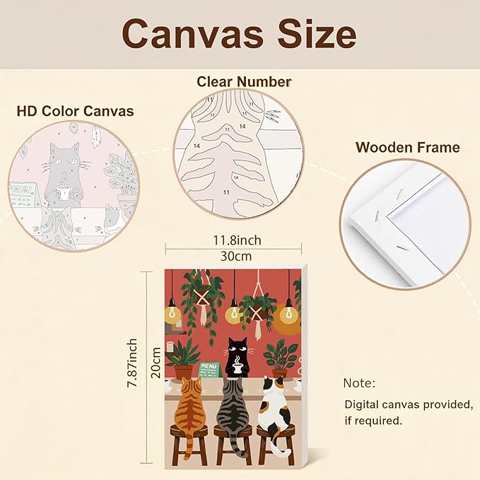 Gemozaic Framed Paint by Numbers Kit for Adults Beginner, Cats Paint by Numbers with Frame & Easel, DIY Number Painting for Adults Cat Funny for Home Wall Decor Gift, 8 x 12 Inch