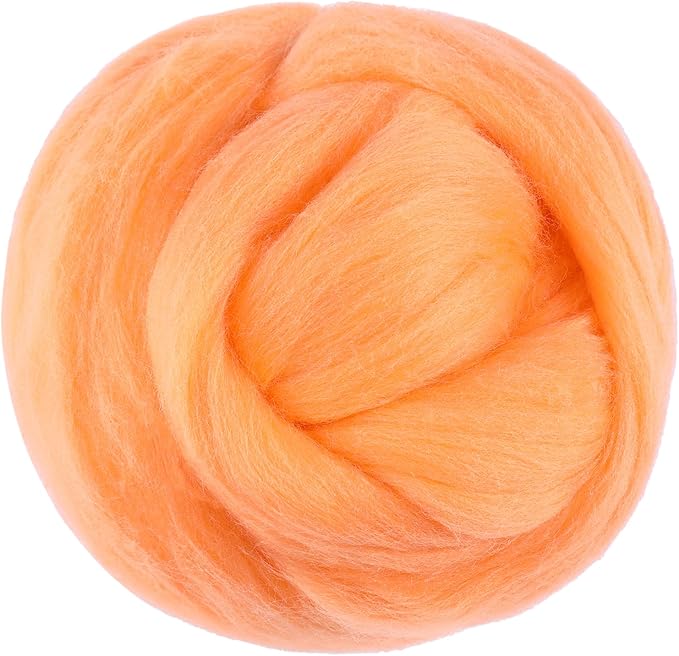 3.53oz Wool Roving, Wool Felting Supplies, Pure Wools, Chunky Yarn, Spinning Wool Roving for Needle Felting Wet Felting DIY Hand Spinning (Dark Orange)