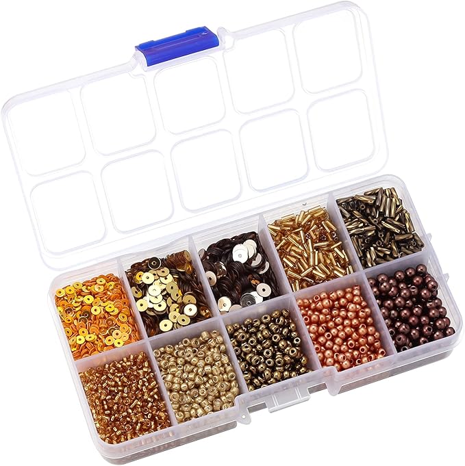 Assorted Beads for Jewelry Making, Glass Seed Bugle Tube Beads Loose Sequins Multiple Sizes for Crafts Sewing Jewelry Making