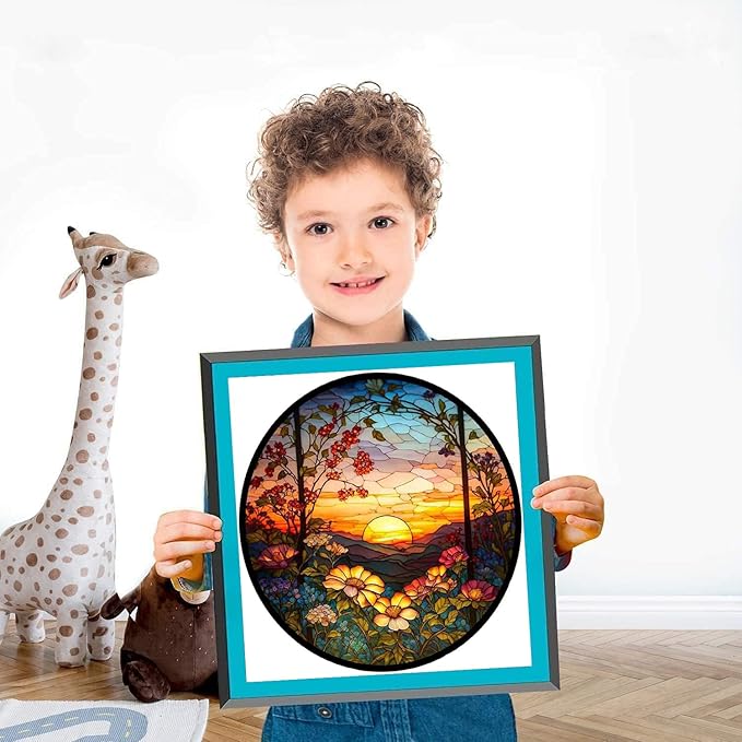 Stamped Cross Stitch Kits - Flower Mountain Sun Landscape Counted Cross Stitch Kits for Beginners Adults,11 CT Patterns Dimensions Embroidery Kits Arts Craft Kits 13.8 x 13.8inch