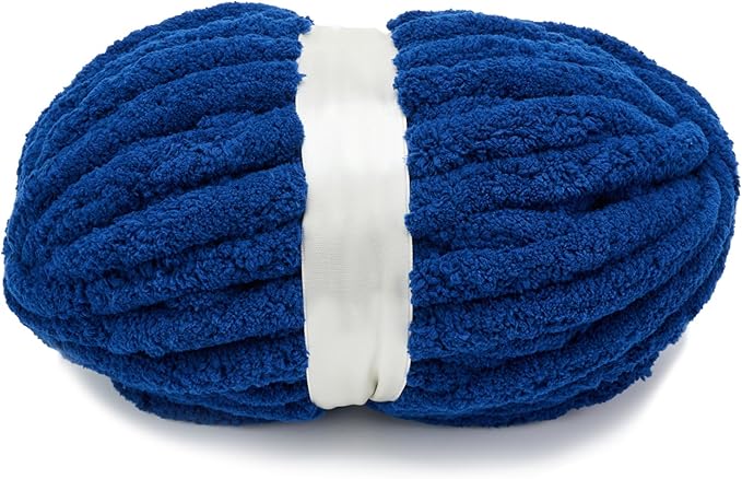 Chunky Yarn for Hand Knitting, Jumbo Chunky Yarn for Crocheting, Chunky Chenille Yarn, 1 Pack (32 yds 8.5 oz Each Skein),#7, Navy
