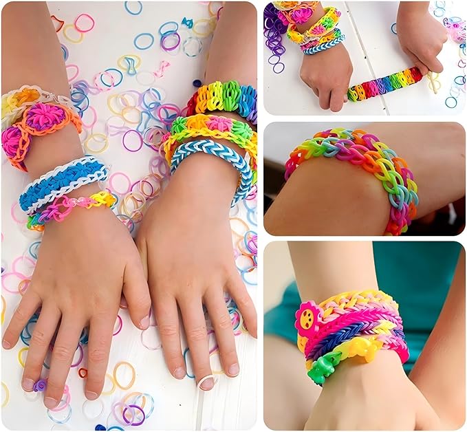 LORJE 600Pcs Loom Bands Kit,Rubber Bands for Bracelet Making Kit,Glow in The Dark Latex-Free Rubber Band Bracelet Loom Refill Pack