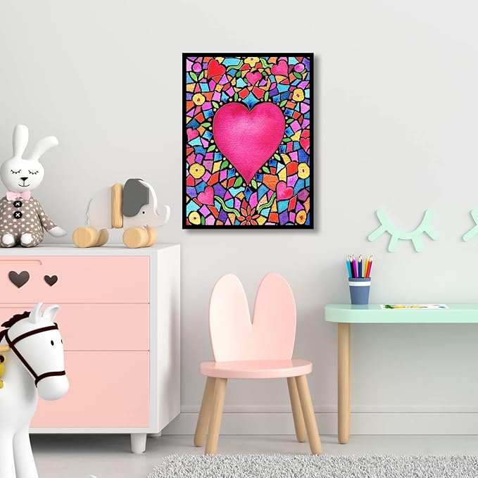 NAIMOER Valentines Diamond Art Kits Heart for Adults, Love Diamonds Art Kits Round Full Drill Diamond Arts Kit Heart Diamond Picture Arts Craft for Home Wall Decor 11.8x15.8 inch