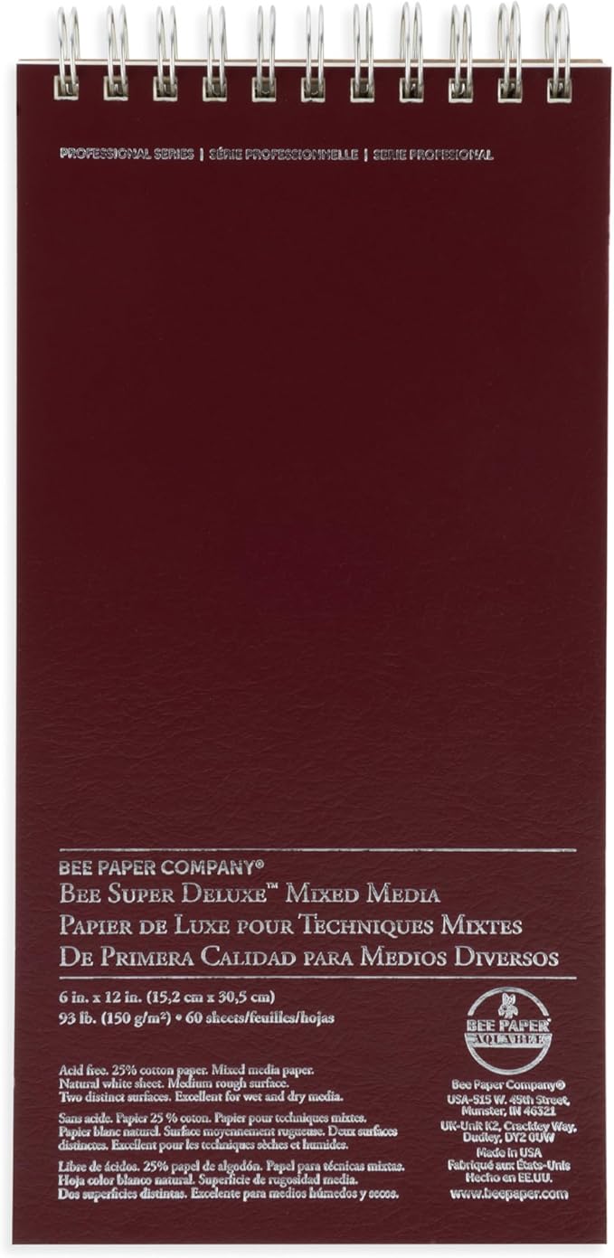 Bee Paper - 6"x 12" Super Deluxe Mixed Media Sketching Pad, 60 Sheets
