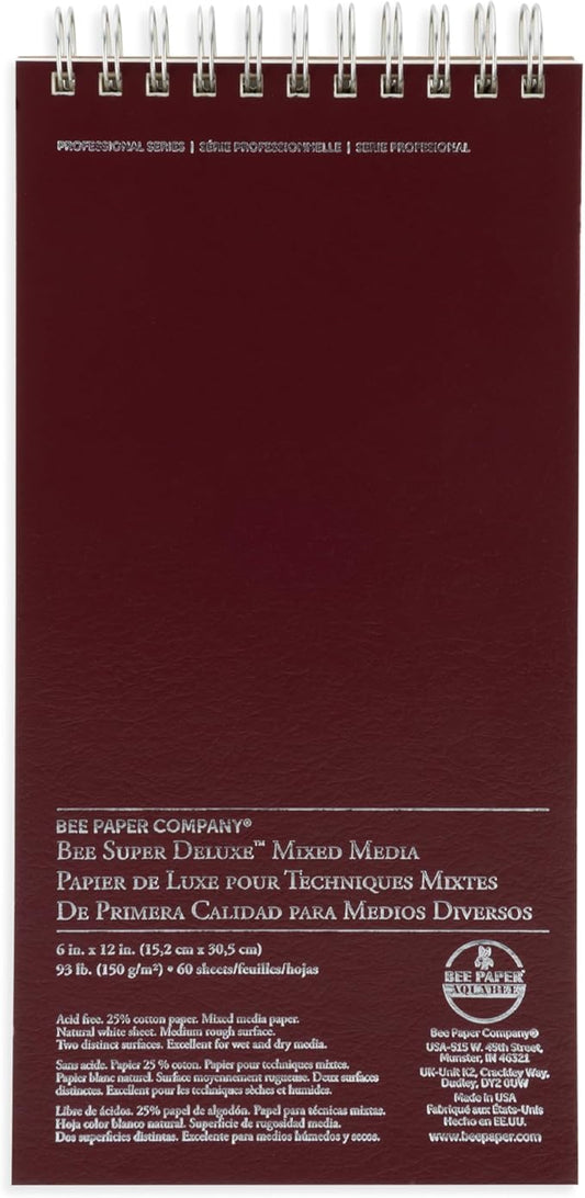 Bee Paper - 6"x 12" Super Deluxe Mixed Media Sketching Pad, 60 Sheets