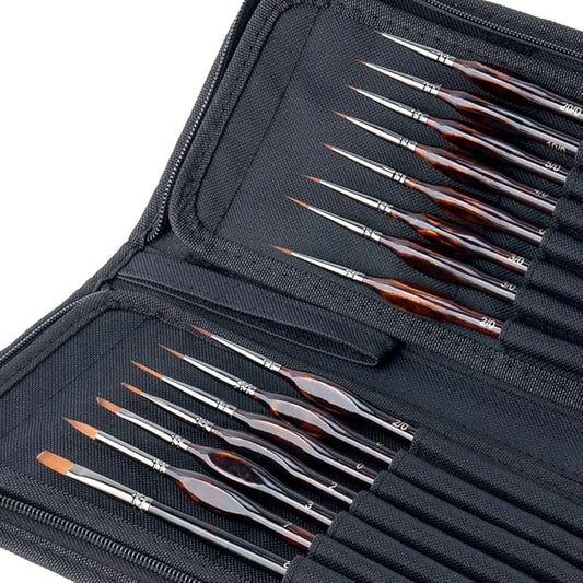 Transon 15pcs Miniature Paint Brushes for Fine Detail Painting, Model Painting, Acyrlic and Watercolor Art Painting