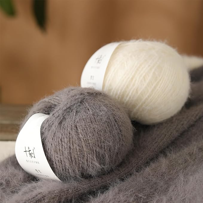 Snowbaby Wool Acrylic Blend Long Pile Yarn,(Worsted) Warm and Luxurious Fuzzy Yarn for Knitting and Crocheting DIY Hats Scarves Sweaters, 2 * 3.52oz/100g 207yds(06-Charcoal Gray)