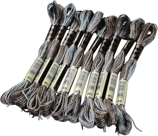 10 Skeins 6 Strands Brown Gradient Friendship Bracelet String Variegated Embroidery Needlepoint Cross Stitch Floss Yarn Thread Bulk for Sewing Bracelets Making Knitting Stitching Crafts DIY