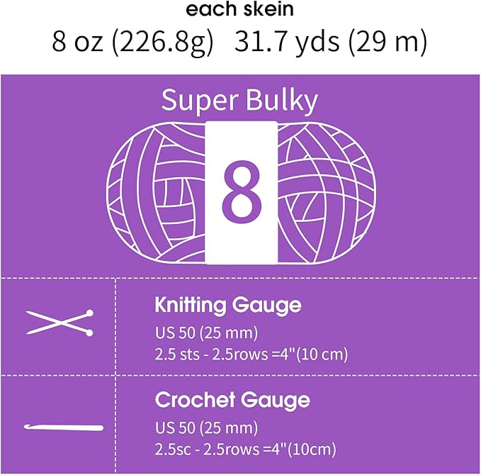 MABOZOO Assorted Chunky Yarn for Crocheting 8 Pack,Fluffy Jumbo Chenille Yarn,Soft Plush Yarn Bulky,Giant Thick Fuzzy Yarn for Hand or Arm Knitting,Pink & Purple(31.7 yds,8 oz Each Skein)