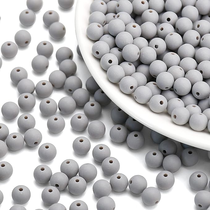 bonny boxx 60pcs 16mm matte grey acrylic round beads, frosted plastic resin bubblegum balls chunky gumball beads for necklace and bracelet making, crafting supplies