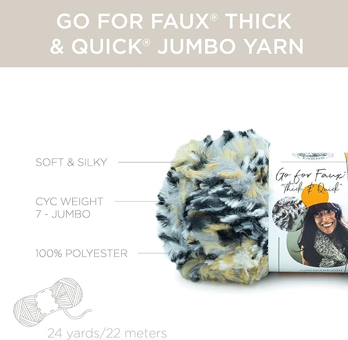 Lion Brand Yarn (1 Skein) Go for Faux Thick & Quick Bulky Yarn, Pink Poodle, 72 Foot (Pack of 1)