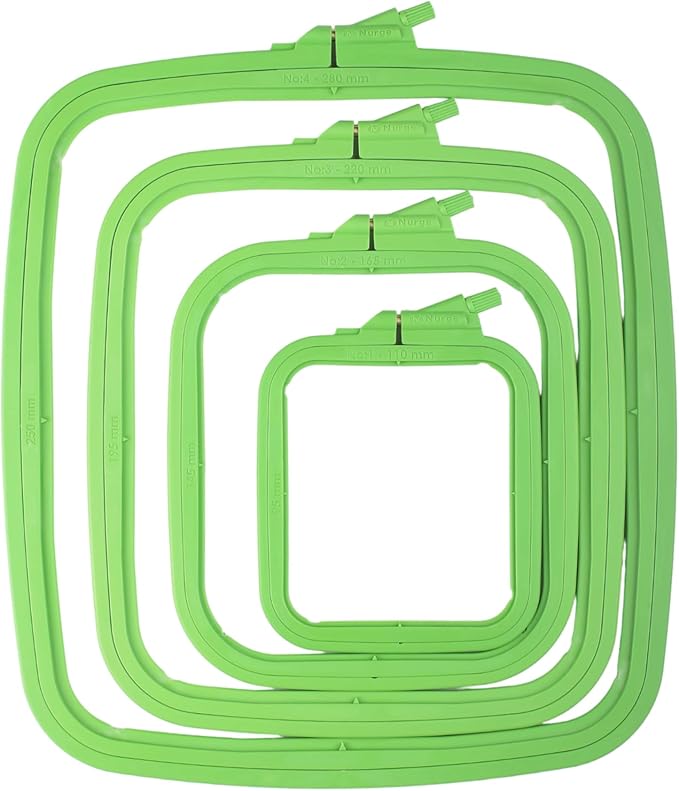 nurge green 4 pcs set plastic square embroidery hoop, cross stitch hoops, punch needle hoop (4 pcs)