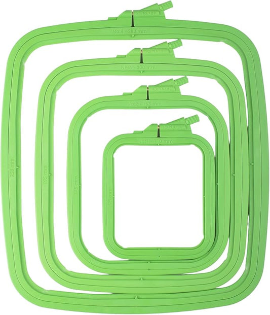 nurge green 4 pcs set plastic square embroidery hoop, cross stitch hoops, punch needle hoop (4 pcs)