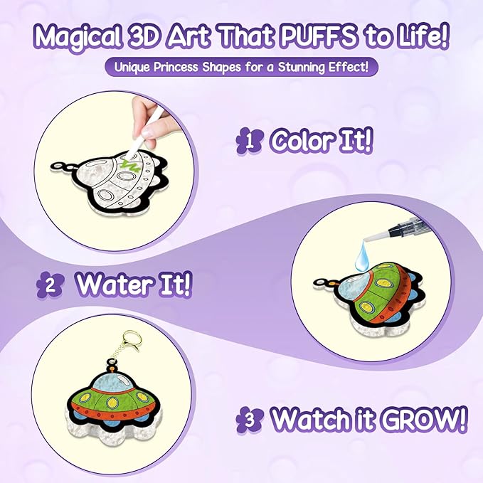 avtctek Magic Foam Texture Painting Kit - 3D Art Puffy Paint Kit, 15 Mess-Free Ocean Paint by Number Craft for Kids Ages 3-10