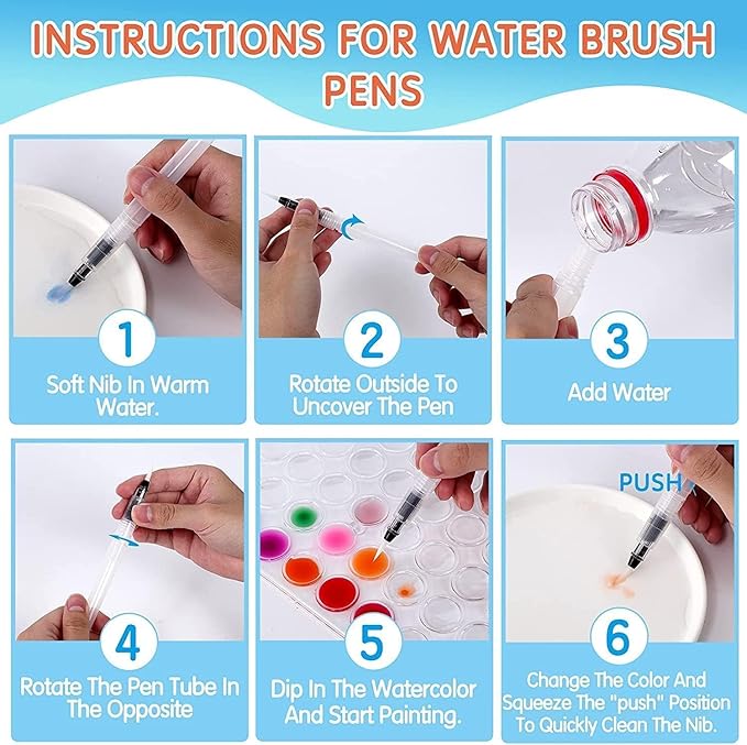 Watercolor Paint,watercolor paint set,48 Colors Washable Watercolor Paint Set With Brush, Refillable Water Brush Pen, Palette, and Water-Washable Paints for Adults Artist Beginner