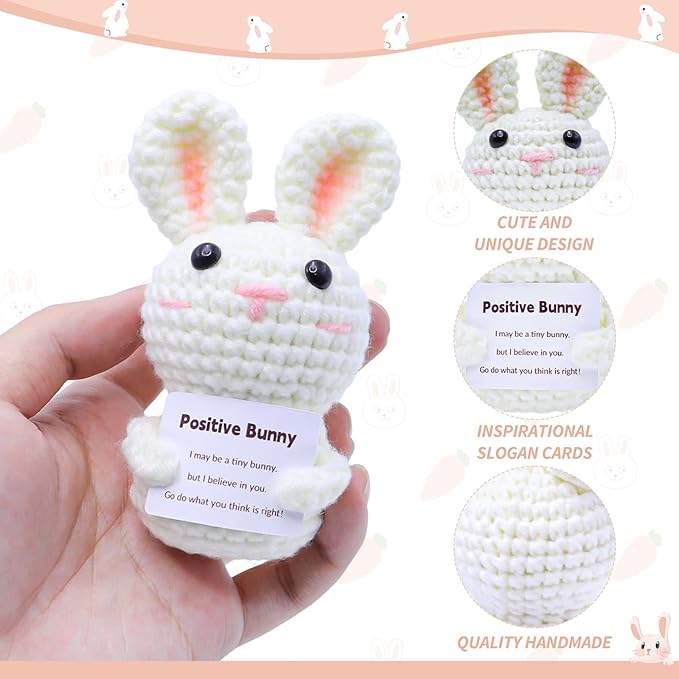 Cute Crochet Rabbit Handmade Knit Mini Bunny Animal Mini Artificial Knit Desk Decor Bunny Animal Crochet Kit for Easter Party Decoration Supplies