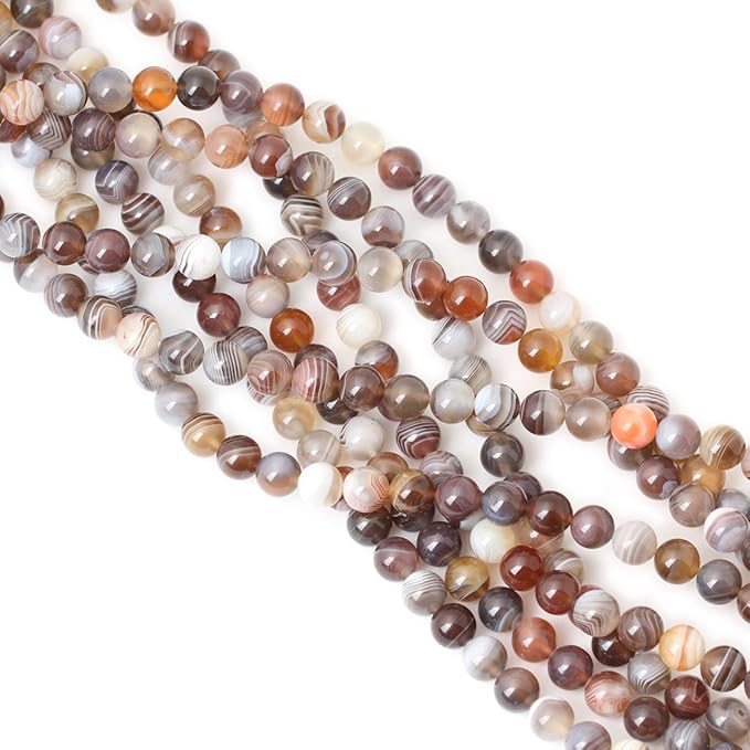 45PCS 8mm Natural Botswana Sardonyx Agate Gemstone Round Loose Beads for DIY Jewelry Making 1 Strand 15"