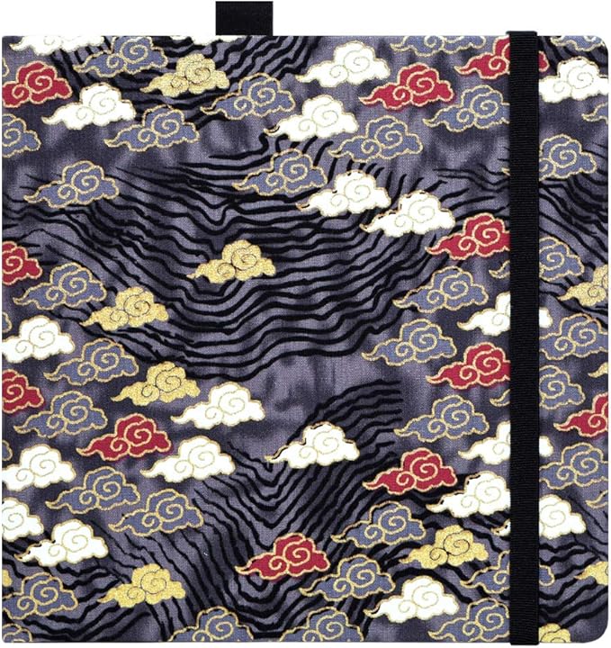 Square 8.2x 8.2 inches 165gsm Colored Pencil Paint Journal Hardbound 128pgs（64 Sheets Front Back Cold Pressed）Travel for Colored Pencil Sketch Doodles Handmade Cloth Cover Notebook Red Cloud A15