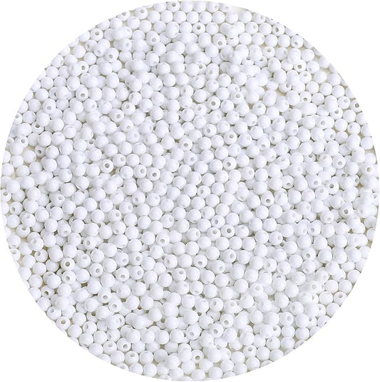bonny boxx 2000pcs 4mm smooth white acrylic round beads, plastic resin bubblegum balls chunky gumball beads for necklace and bracelet making, crafting supplies