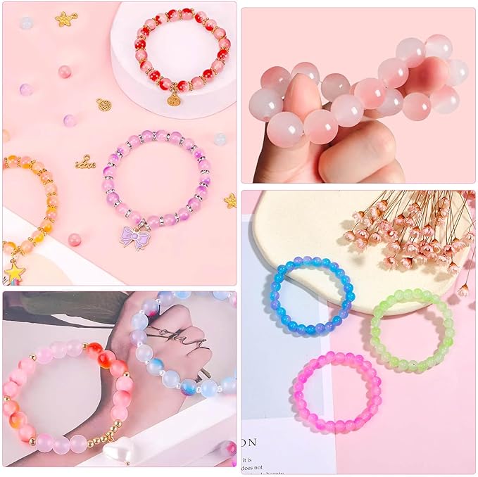 shynek 2800 6mm Glass Beads for Bracelets, 56 Colors Crystal Beads for Jewelry Making, Bracelet Making and DIY Crafts(28 Solid Colors and 28 Mermaid Colors)