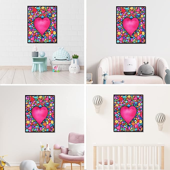 NAIMOER Valentines Diamond Art Kits Heart for Adults, Love Diamonds Art Kits Round Full Drill Diamond Arts Kit Heart Diamond Picture Arts Craft for Home Wall Decor 11.8x15.8 inch