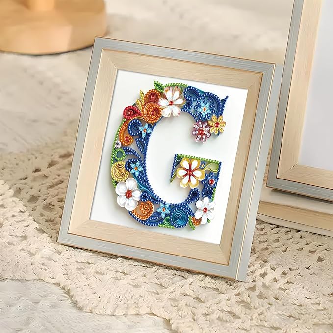 MVVMTOP Diamond Painting Kit, 5D DIY Letter G, Special Shape Crystal Artificial Diamond Art Partial Mosaic Handicraft for Beginners, Wall Decor Gift for Bedroom, Office, Living Room 6.7x6.7in