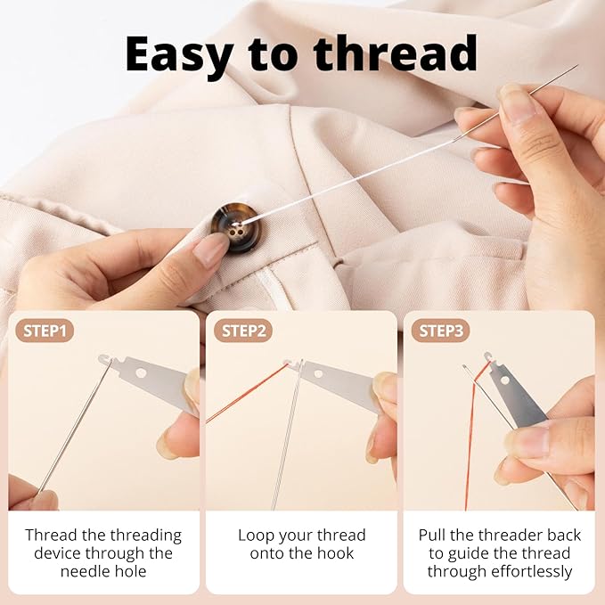 Big Eye Steel Sewing Needles Kit - Stainless Steel Needles for Hand (68Pcs)