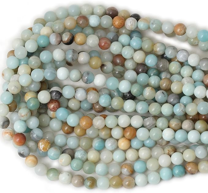cheavian 45pcs 8mm natural mix color amazonite gemstone round loose beads stone beads for jewelry making diy 1 strand 15"