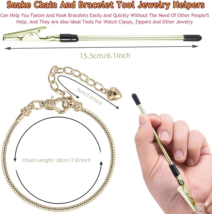 10PCS Snake Chain Charm Bracelet with Bracelet Helper Adjustable Snake Bracelet Chains with Lobster Clasp Extender Chain for Women DIY Jewelry Making Supplies
