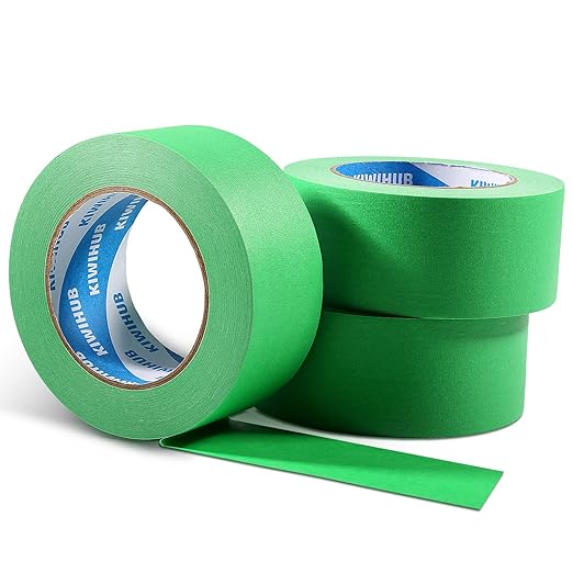 Green Painters Tape,2 inch x 60 Yards x 3 Rolls (180 Yards Total) - Medium Adhesive Masking Tape for Painting,Labeling,DIY Crafting,Decoration and School Projects