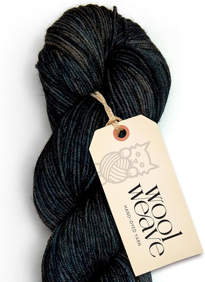 Superwash Merino Wool Yarn for Knitting & Crocheting - Premium Hand Dyed Yarns, 100gr, 240 Yards, Dk Weight - Luxurious & Soft Black Variegated Yarn