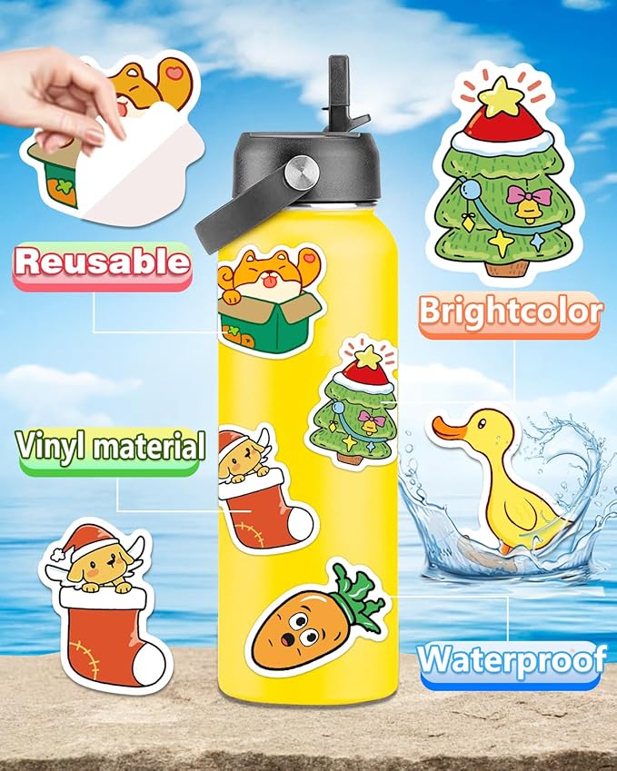 apakkai 600 pcs cute stickers for kids, water bottle stickers for teens, kawaii vinyl phone laptop skateboard animal waterproof sticker, bulk aesthetic sticker packs for boys girls teacher