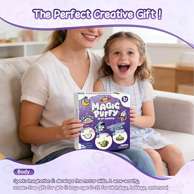 avtctek Magic Foam Texture Painting Kit - 3D Art Puffy Paint Kit, 15 Mess-Free Ocean Paint by Number Craft for Kids Ages 3-10