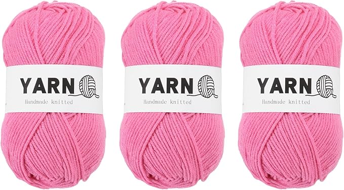 3Pcs Dark Red Acrylic Yarn 400 Yard 4 Ply Soft Crochet Yarns Sport Weight Yarn,[for DIY Crocheting Knitting Craft Blankets Hats]-150g