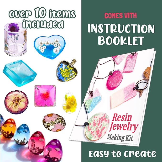Goody King Resin Jewelry Making Starter Kit - Resin Kits for Beginners with Molds and Resin Jewelry Making Supplies - Silicone Casting Mold, Tools Set Clear Epoxy for DIY Jewelry
