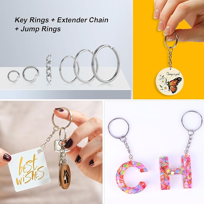 523PCS Keychain Making Kit, Keychain Making Supplies Including Keychains Clips Hooks, Key Chain Rings, Lobster Claw Clasps and Jump Rings for Jewelry Making Supplies, Crafts