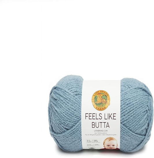 Lion Brand Yarn Feels Like Butta Soft Yarn for Crocheting and Knitting, Velvety, 1-Pack, Dusty Blue