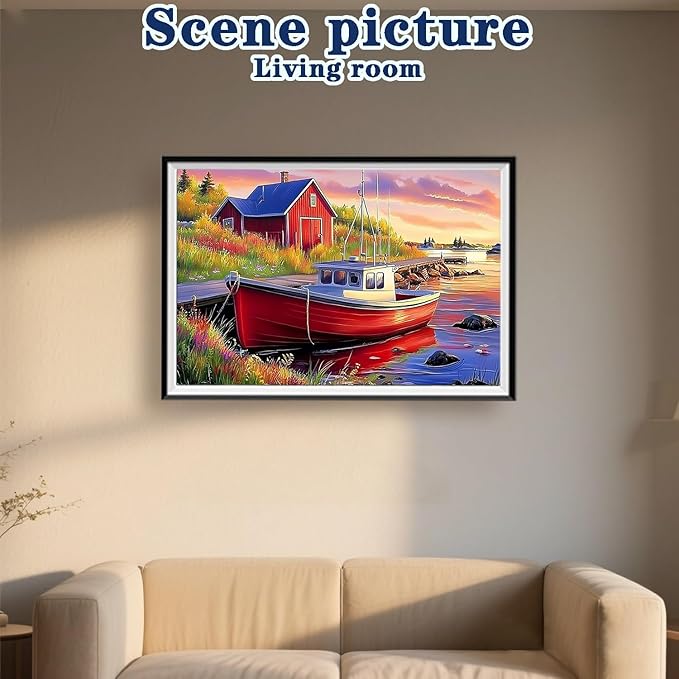 DOTZSO Landscape Diamond Painting Kits for Adults, Easy DIY 5D Round Full Drill Diamond Art kit Diamond Dot Crystal Gem Art and Craft for Beginners Home Wall Decor 12x16 Inches