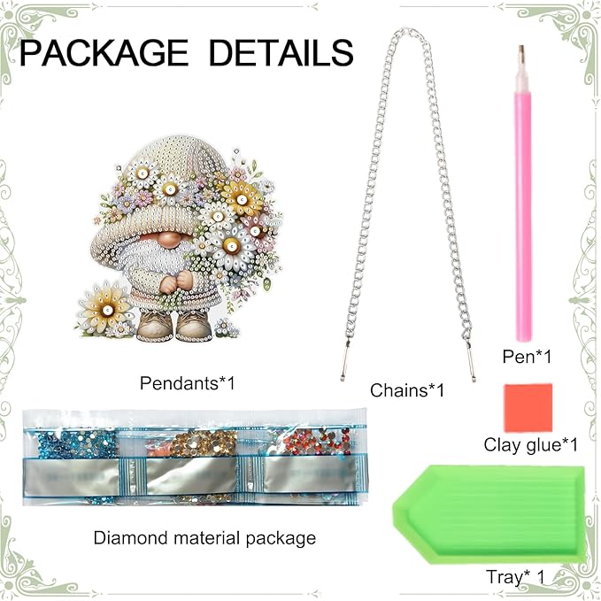AiYuanzsh Gnome with Daisy Diamond Painting Hanging Kit, 5D DIY Acrylic Special Shaped Diamond Art Pendant Ornament for Wall, Door, or Garden Decor, Spring & Holiday Diamond Art Kit for Adults
