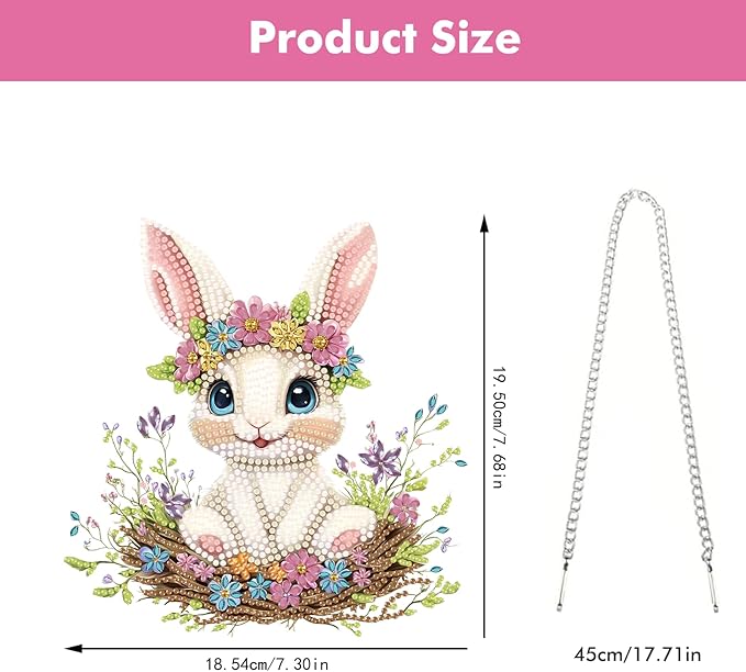 Miwixy Easter Hanging Diamond Art Kits for Adults,Rabbit Special Shaped Crystal Christmas Diamond Painting Ornament Kit DIY Double-Sided Pattern Window Pendant Gem Art Kit for Home Wall Decor