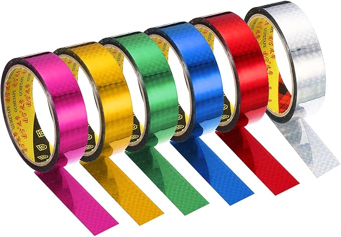 PATIKIL Prism Tape 1 Inch x 32.8 Yards, 6 Pack Holographic Metalized Reflective Self Adhesive for DIY Art Craft Wrap Wall Decoration, Assorted Color