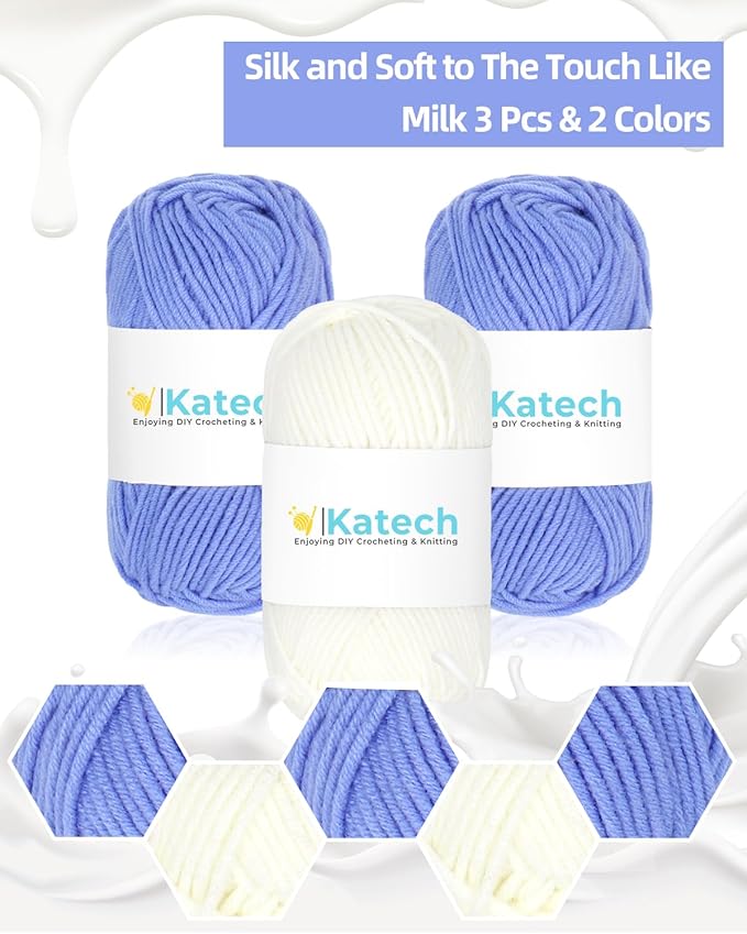 Katech Crochet Kit for Beginners, Striped Tote Bag Crochets Set Includes Yarn Crochet Hooks, Complete Crochets Step-by-Step Guide Needles Accessories Adults Crocheted Starter Kit Crocheter Gift